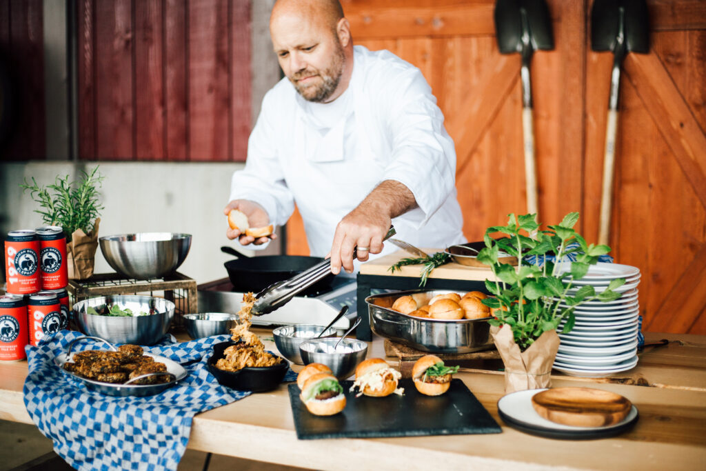 Catering Server Preparing Food