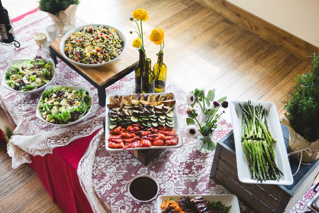 assorted food items on top of a table
